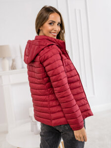 Chaqueta acolchada de entretiempo con capucha para mujer burdeos Bolf 16M9101