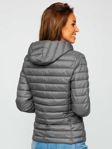 Chaqueta acolchada de entretiempo con capucha para mujer color gris Bolf 20313