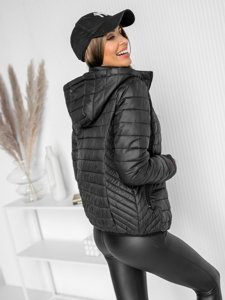 Chaqueta acolchada de entretiempo con capucha para mujer negro Bolf B0124