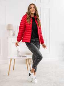 Chaqueta acolchada de entretiempo con capucha para mujer rojo Bolf 16M9101