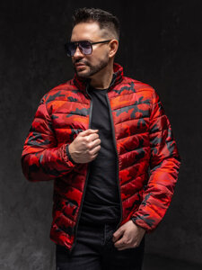 Chaqueta acolchada de entretiempo deportiva para hombre camuflaje y rojo Bolf SM32A1