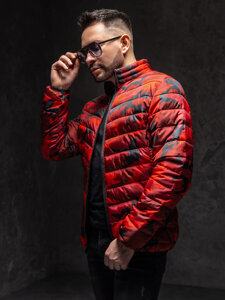 Chaqueta acolchada de entretiempo deportiva para hombre camuflaje y rojo Bolf SM32A1