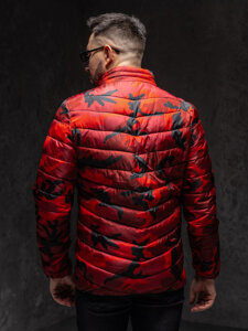 Chaqueta acolchada de entretiempo deportiva para hombre camuflaje y rojo Bolf SM32A1