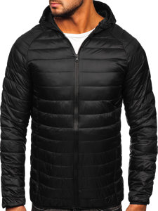 Chaqueta acolchada de entretiempo deportiva para hombre negro Bolf HM112