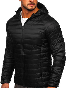 Chaqueta acolchada de entretiempo deportiva para hombre negro Bolf HM112