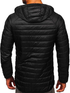 Chaqueta acolchada de entretiempo deportiva para hombre negro Bolf HM112