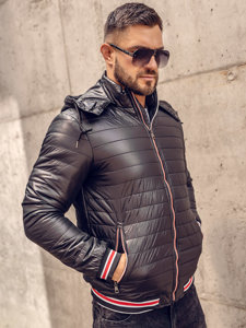 Chaqueta acolchada de entretiempo para hombre negro Bolf 6191A