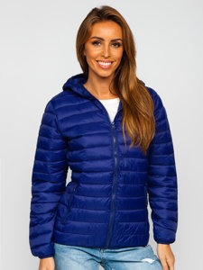 Chaqueta acolchada de entretiempo para mujer con capucha color azul real Bolf M23036