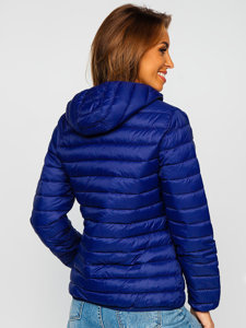 Chaqueta acolchada de entretiempo para mujer con capucha color azul real Bolf M23036