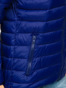 Chaqueta acolchada de entretiempo para mujer con capucha color azul real Bolf M23036