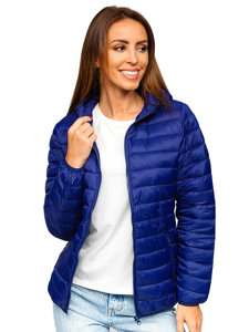 Chaqueta acolchada de entretiempo para mujer con capucha color azul real Bolf M23036