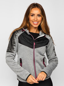 Chaqueta acolchada de entretiempo para mujer con capucha color gris Denley KSW4007