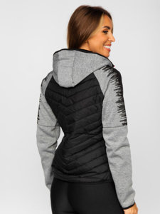 Chaqueta acolchada de entretiempo para mujer con capucha color gris Denley KSW4007