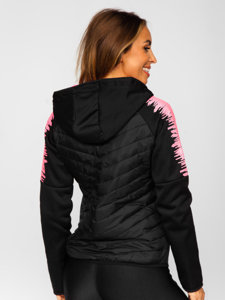 Chaqueta acolchada de entretiempo para mujer con capucha color negro Denley KSW4007