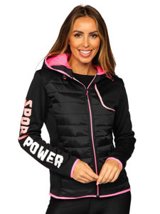 Chaqueta acolchada de entretiempo para mujer con capucha color negro Denley KSW4008