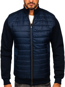 Chaqueta acolchada de entretiempo tipo bomber para hombre azul oscuro Bolf 146307