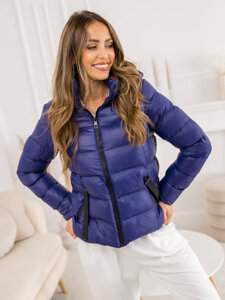 Chaqueta acolchada de invierno con capucha para mujer azul oscuro Bolf 5M782