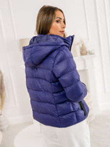 Chaqueta acolchada de invierno con capucha para mujer azul oscuro Bolf 5M782