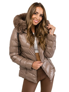 Chaqueta acolchada de invierno con capucha para mujer camel Bolf 5M3138