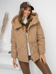 Chaqueta acolchada de invierno con capucha para mujer camel Bolf 5M3175