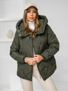 Chaqueta acolchada de invierno con capucha para mujer caqui Bolf 5M3175