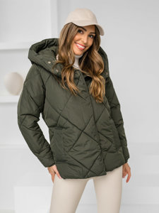 Chaqueta acolchada de invierno con capucha para mujer caqui Bolf 5M3175