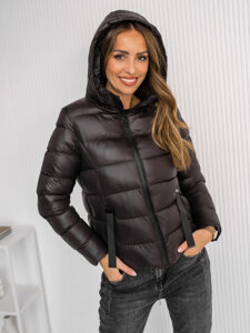 Chaqueta acolchada de invierno con capucha para mujer chocolate Bolf 5M782