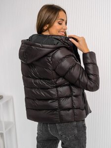 Chaqueta acolchada de invierno con capucha para mujer chocolate Bolf 5M782