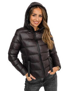 Chaqueta acolchada de invierno con capucha para mujer chocolate Bolf 5M782