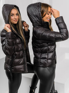 Chaqueta acolchada de invierno con capucha para mujer chocolate Bolf 5M782A