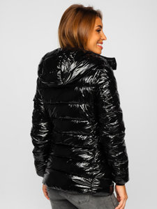 Chaqueta acolchada de invierno con capucha para mujer color negro Bolf B9583