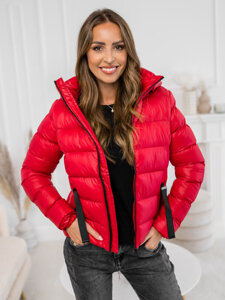 Chaqueta acolchada de invierno con capucha para mujer rojo Bolf 5M782