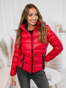 Chaqueta acolchada de invierno con capucha para mujer rojo Bolf 5M782