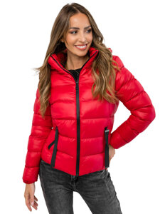 Chaqueta acolchada de invierno con capucha para mujer rojo Bolf 5M782