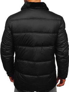 Chaqueta acolchada de invierno con pelo para hombre negro Bolf 31M5005