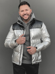 Chaqueta acolchada de invierno para hombre plateado Bolf 1188