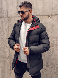 Chaqueta acolchada de invierno parka para hombre negro Bolf 7330A