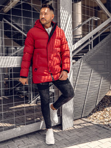 Chaqueta acolchada de invierno parka para hombre rojo Bolf 7330