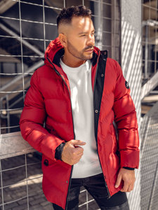 Chaqueta acolchada de invierno parka para hombre rojo Bolf 7330