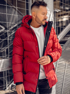 Chaqueta acolchada de invierno parka para hombre rojo Bolf 7330