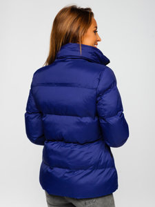 Chaqueta acolchada de invierno sin capucha para mujer color azul oscuro Bolf 23059