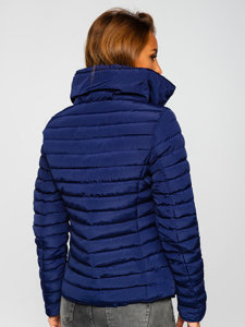 Chaqueta acolchada de invierno sin capucha para mujer color azul oscuro Bolf 23063