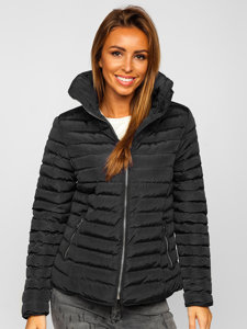 Chaqueta acolchada de invierno sin capucha para mujer color negro Bolf 23063