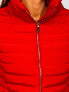 Chaqueta acolchada de invierno sin capucha para mujer color rojo Bolf 23063