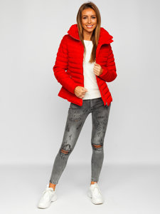 Chaqueta acolchada de invierno sin capucha para mujer color rojo Bolf 23063