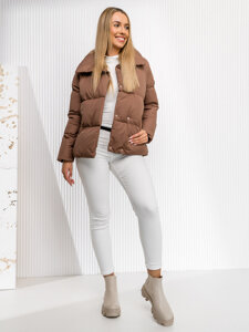 Chaqueta acolchada de invierno sin capucha para mujer marrón Bolf 23062