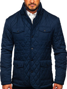 Chaqueta acolchada, elegante para hombre azul oscuro Bolf 802