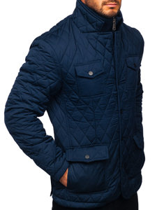 Chaqueta acolchada, elegante para hombre azul oscuro Bolf 802