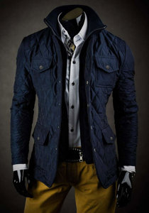 Chaqueta acolchada, elegante para hombre azul oscuro Bolf 802A