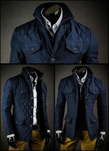 Chaqueta acolchada, elegante para hombre azul oscuro Bolf 802A